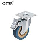 Blue Plastic Shopping Trolley Industrial Rotating Wheel with 75mm/100mm/125mm
