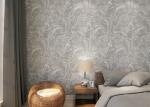 Classic Style Embossed Living Room Wallpaper with Light Green Floral Pattern
