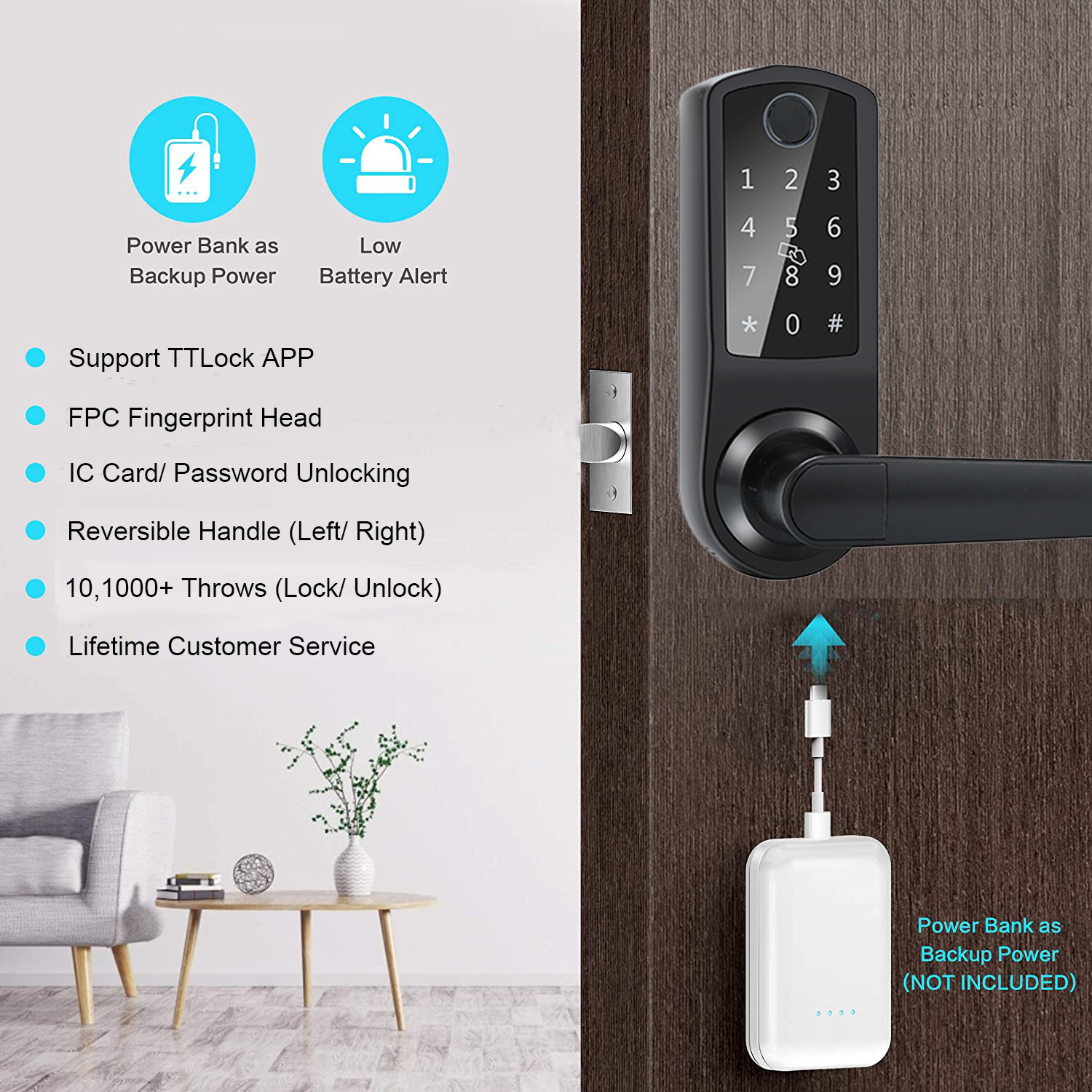 Cerradura Smart Digital Door Lock 30mm App Controlled Door Lock