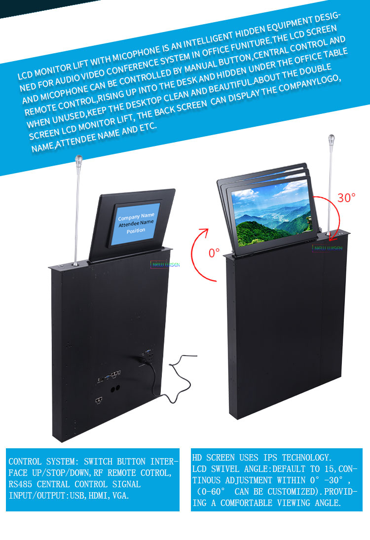 Electric Pop Up LCD Monitor Lift Computer Screen Lifter 110V-240V 50HZ 60HZ