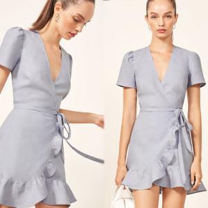 China Ladies Summer Fashion Clothing Linen Fabric Wrap Dress wholesale