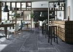 Dark Grey Color Rectangular Ceramic Floor Tile Stone Look Ink - Jet Printing