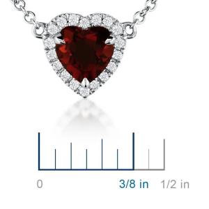 China 14K White Gold Heart Shaped Garnet Pendant Necklace , Petite Sapphire Chain Necklace wholesale
