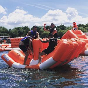 China 3mL*2mW Double Tubes Inflatable Water Totter For Adults wholesale