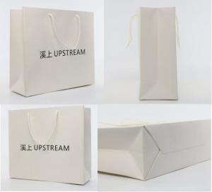 China ISO9001 Custom Logo Paper Bags White Paper Craft Bags With Handles Gravure Printing wholesale