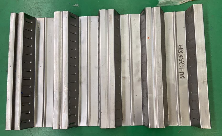 Metal decking with the logo punched 