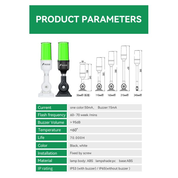 Foldable LED Warning Tower Light with 360° All-Around Lighting and 70000 Hours Lifespan for Machine Tools and Industrial Safety