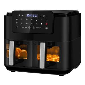 China Oil Free Dual Zone Air Fryer 9L Large For Family With 2 Drawers 10 Presets 2400W Low Fat wholesale