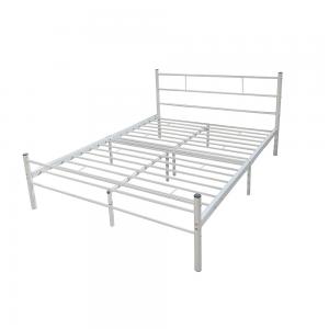 China Queen Size Metal Pipe Bed Safety Stability White Wrought Iron Material wholesale