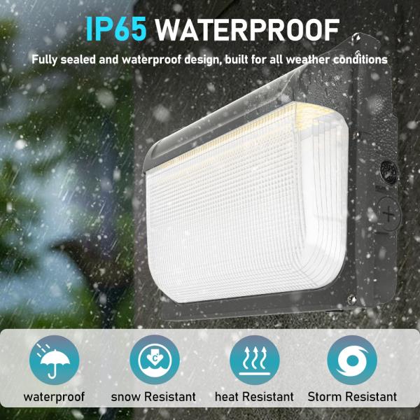 30W LED Wall Light with Photocell Sensor Modern Outside Wall Adjustable 4000K Color Temperature Color Rendering Index Ra 70