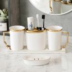 Toothpaste Toothbrush Holder Ceramic Bathroom Set Mouthwash Cup Liquid Soap Dish