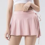 Strap Design Pleated Women Tennis Skirt With Safety Shorts Clothing