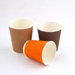 PE Coated Grease Resistant 12oz Disposable Hot Tea Cups Triple Wall Insulated