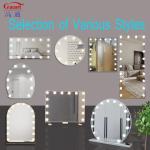 LED Light Bulb Vanity Mirror in Hollywood Black Chorome Design for Fashionable