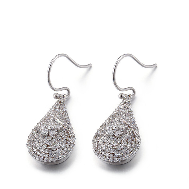 Whistle Shaped Cubic Zirconia Teardrop Earrings 2.55g Mens Sterling Silver Stud Earrings