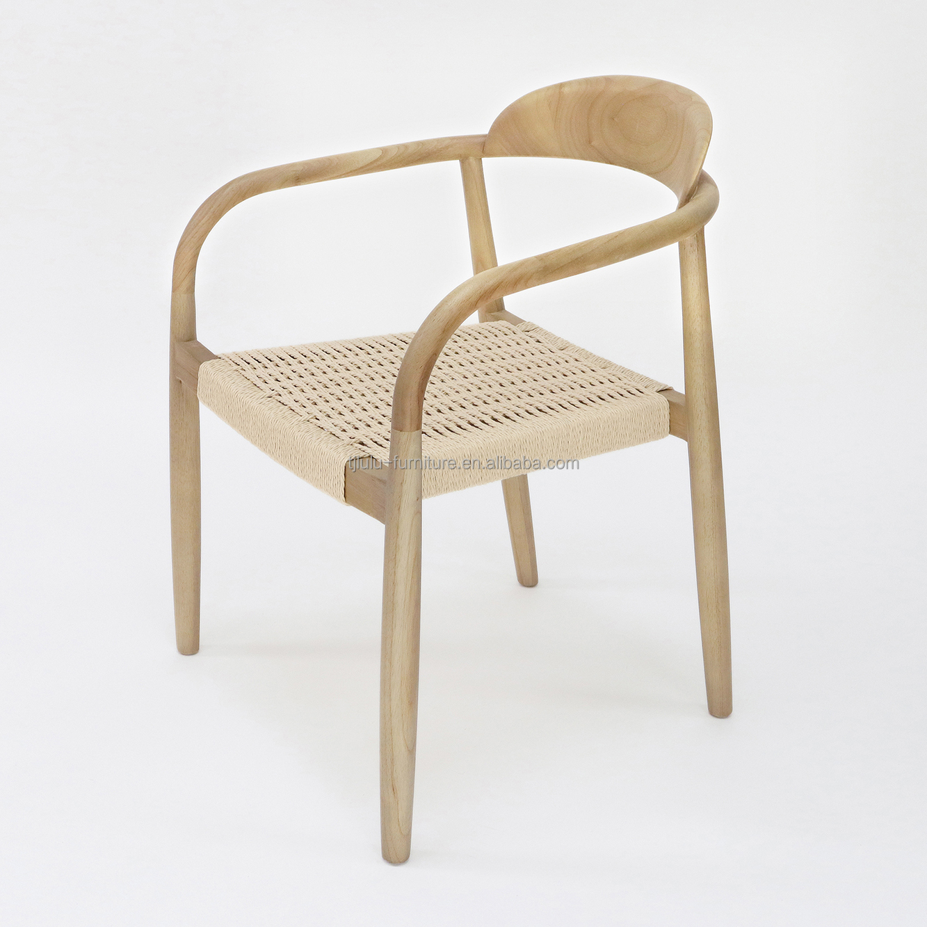 Specific Dining Chair Modern Natural Woven Cord Solid Wood for Restaurant