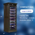 Freestanding Dark Brown Wooden Frame Wine Cooler Cabinet With Locker