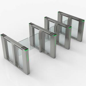 China Outdoor Lock Electronic Barrier Gates Stainless Steel , Cylindrical Glass Swing Turnstile wholesale