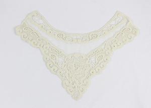 China Off White Guipure Floral Rose Lace Neck Collar Applique With Cotton And Nylon Mesh wholesale