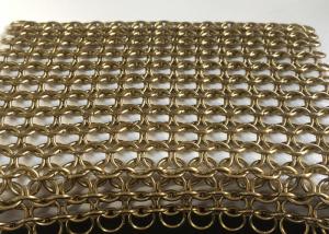 China Gold Stainless Steel Ring Decorative Wire Mesh / Chain Link Mesh For Curtain on sale