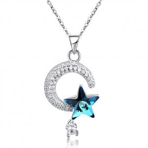 China 18.1in 4.2g Sun And Moon Crystal Necklace Thanksgiving Day 14k 925 Silver Necklace wholesale