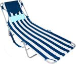 Folding Outdoor Chaise Lounge Chair, 5-Position Adjustable Beach, Sunbathing,