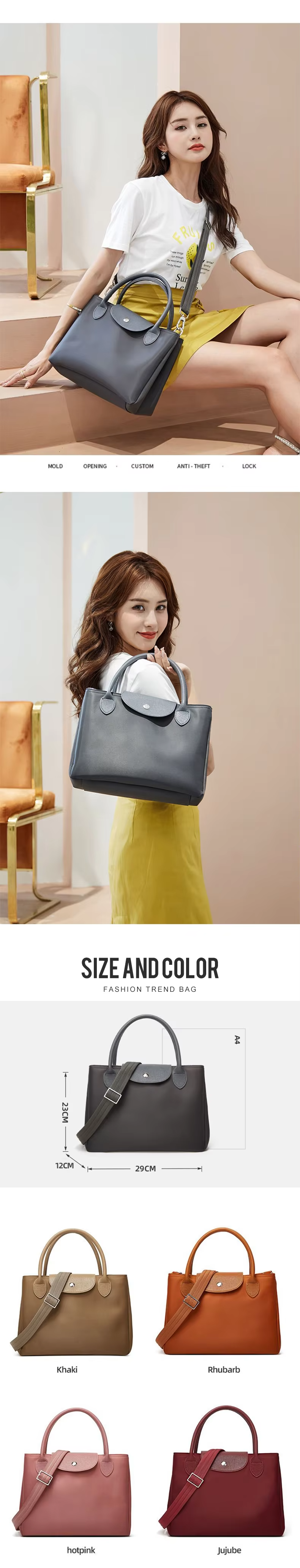 Stylish Nylon Lining Bags for Women Designer Handbags Fashionable Ladies Hobo Bags