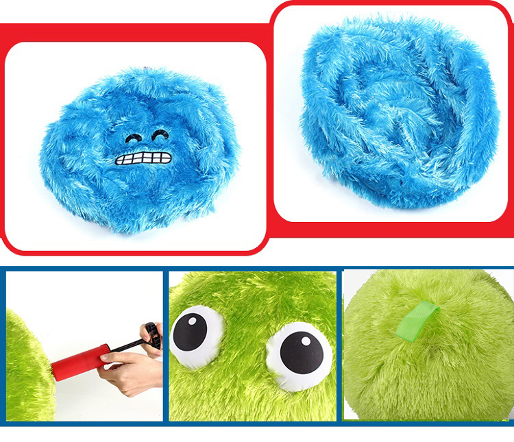 Unisex Fuzz Happy And Ugly Faces Plush Toy Ball Inflatable Bouncing Fabric Pvc Ball