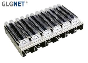 China On Cage Top Surface SFP Cage 1 X 6 Ganged With Heat Sink Light Pipes wholesale