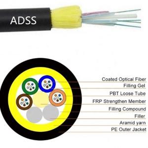 China 24 / 36 / 48 / 72 Core SM G652D Fiber Optic Cable ADSS Wire Non Metallic wholesale