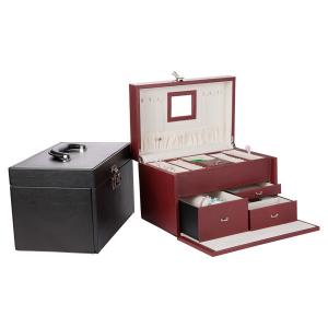 China Dust Proof Three Layer Ring Display Case , Fashion Luxury Leather Jewellery Box on sale