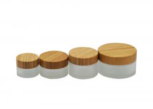 China Natural Bamboo Cream 30g Luxury Glass Cosmetic Jars wholesale