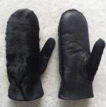 Sheep Skin Double Face Leather Mitten Gloves Black Color Grace Appearances