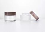 50ML GlASS EMPTY JARS WITH WOODEN LID,BAMBOO CAP SKINCARE LOTION COMESTIC