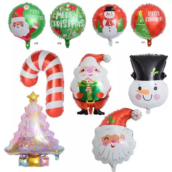 Party Decoration Christmas Tree Foil Cane Balloon with Snowman Walking Stick