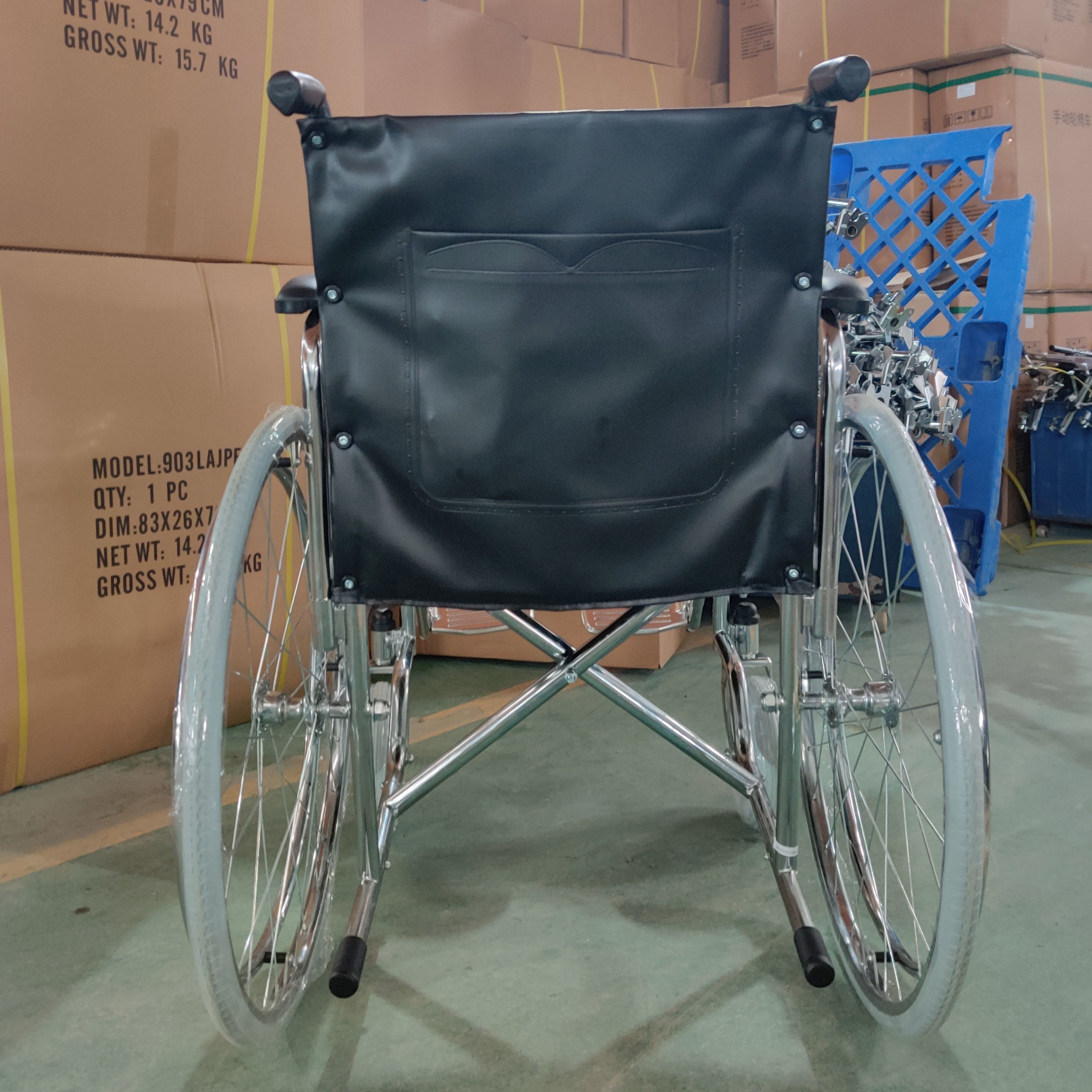 Multifunctional Folding Steel Wheelchair With Detachable Desk Armrest Elevating Footrest