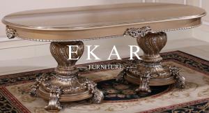 China Luxury antique wooden furniture diningroom sets dining table Europe Style LS-A118L-4 wholesale
