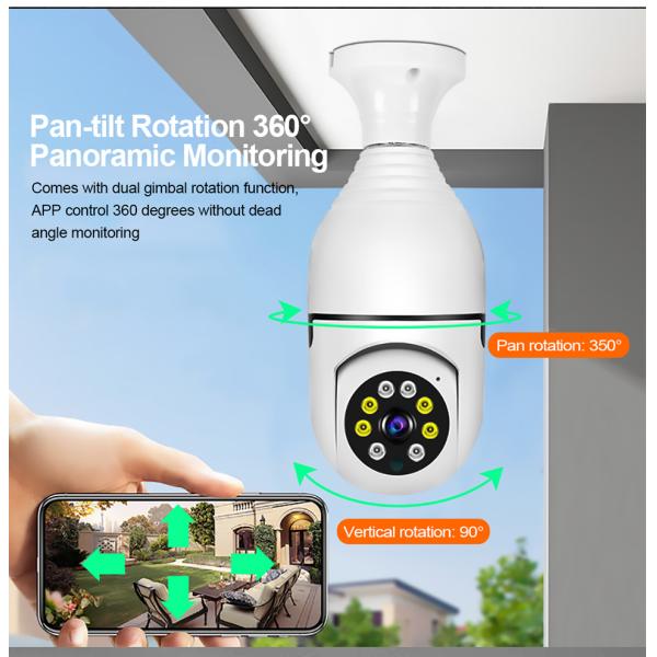1080P Indoor Night 360 TUYA Wifi CCCTV Wireless Camera E27 Dome Socket One Way Audio
