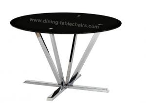 China Black Tinted 6 Person Round Dining Table Scratch Proof Ideal For Living Room wholesale