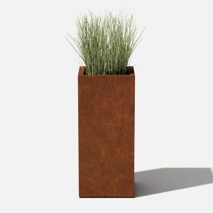 China Anti Corrosion Classic Tall Cube Design Tower Corten Steel Column Planter wholesale