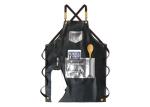 PU Leather Kitchen Cooking Apron Silver And Black Stitching Padded
