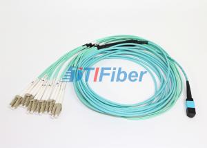 China MPO - LC 12 Core fibre optic patch cord Aqua Round Bundle Optical Fiber Cable wholesale