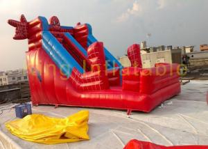 China Red / Blue Spider Man Inflatable Dry Slide Outdoor Giant Waterproof / Anti - UV Slide on sale