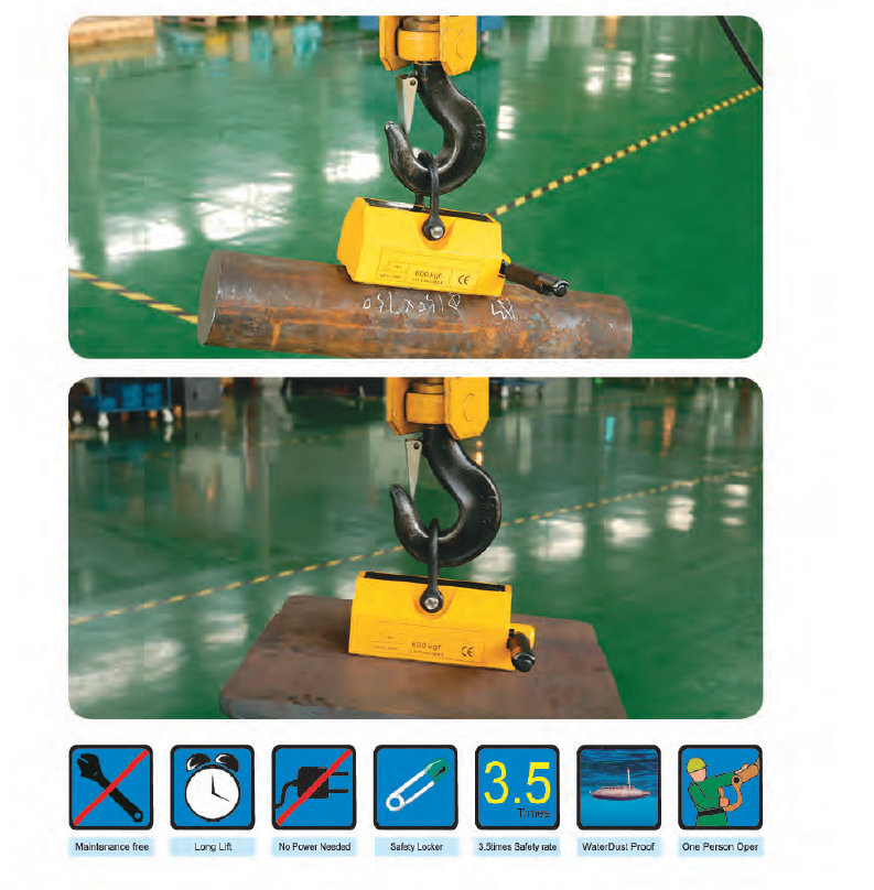 1000 kg Portable Manual Permanent Magnetic Lifter Ideal for Heavy Duty Lifting Tasks