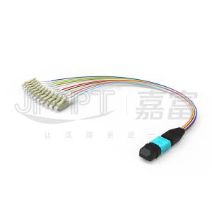 China SENKO MPO LC Breakout Cable Low Loss Insertion Aqua/Beige Connector 850/1300nm 0.9mm Fiber Optic Patch Cord wholesale