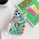 Anti Drop Finger Grip Phone Case IMD TPU Floral Pattern Ring Holder for Iphone