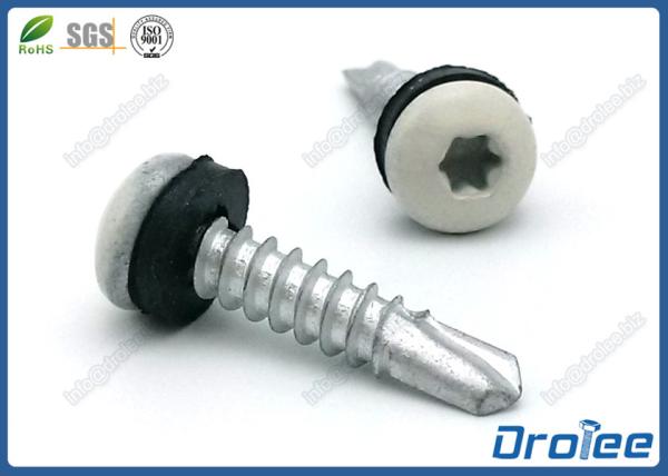 White Painted Torx Pan Head Stainless 410 Self Drilling Tek Screw w/ Sealing
