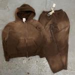 Stylish Men's Cotton Zipped Destroyed Sun Faded Hoodie and Sweatpants Set for