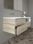 Modern Wood Grain Bathroom Vanity Double Sink Bathroom Cabinet Customized