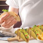 Multifunctional Bamboo Burrito Rack 8 Kitchen Slot Tortilla Stand Food Serving